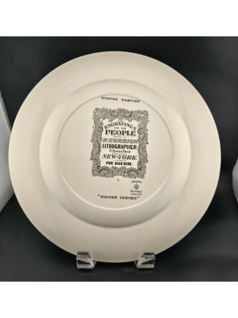 Adams China Winter Pastime 10.5" Dinner Plate Winter Scenes B. Altman England - Picture 10 of 12